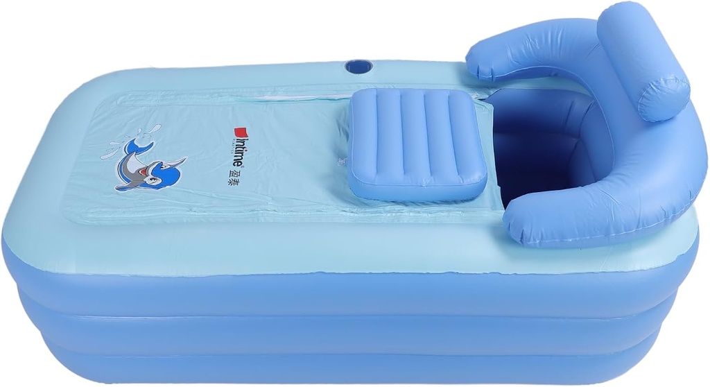 Inflatable Bathtub, W Electric Air Pump and Bath Pillow Headrest, Portable Blow Up Bath Tub for Adults, Outdoor Indoor Freestanding Foldable Spa Tub with Cover Drainage Cup