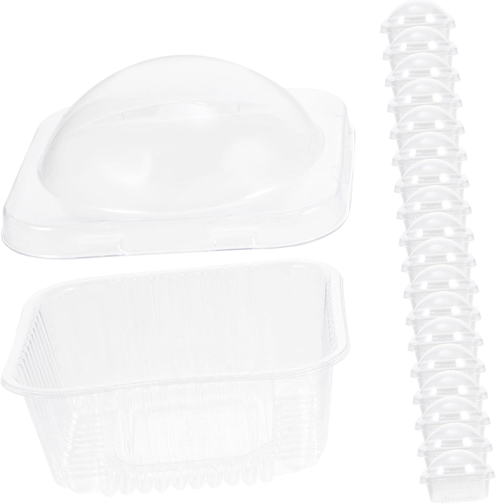 SECFOU 50pcs Dessert Round Packing Boxes Single Cupcake Containers Packaging Boxes Lids Food-grade Plastic Safe for Snacks