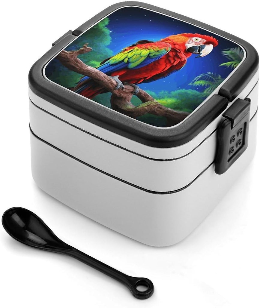Parrot Stackable Bento Box Double-layered Leak-Proof Lunch Box 1L Capacity Portable Lunchbox Durable Drop-Proof for Work Picnic Travel