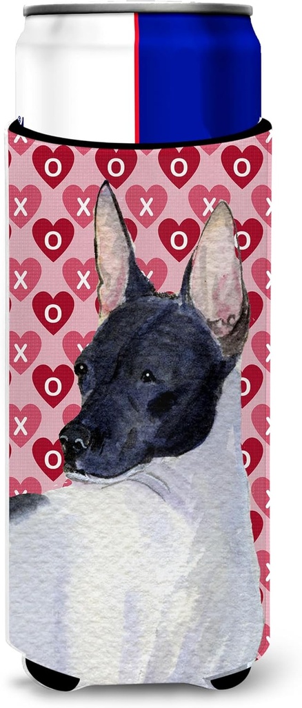 Rat Terrier Hearts Love and Valentine's Day Portrait Ultra Beverage Insulators for slim cans