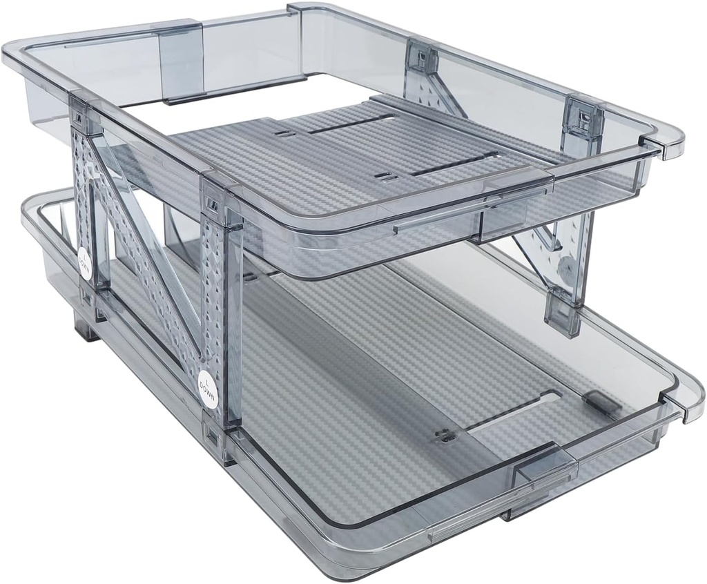 Rolling Soda Can Organizer, 2 Layer Expandable Automatic Rolling Beverage Dispenser Soda Can Dispenser Fridge Soda Can Holder for Refrigerator Pantry Freezer (Sea Blue)