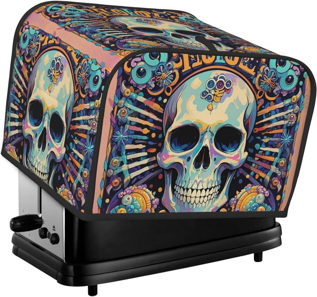 Toaster Cover 2 Slice Appliance Cover Toaster Dust Cover Cool Skull Graphics Toaster Cover Super Soft Kitchen Small Dust Covers Bread Machine Covers with Pockets 14.4" x 8.3" x 10.6"