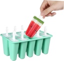 Green Silicone Ice Cream Mold with Lid and Sticks Non Toxic DIY Popsicle Maker for Ice Cubes and Treats Safe and Reusable Summer Dessert Tool