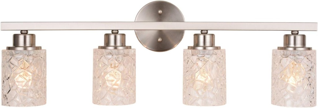 ALICE HOUSE 28.7" Vanity Lights, 4 Light Wall Lighting, Brushed Nickel Bathroom Lights Over Mirror, Bathroom Lighting, ETL Listed, AL9082-W4