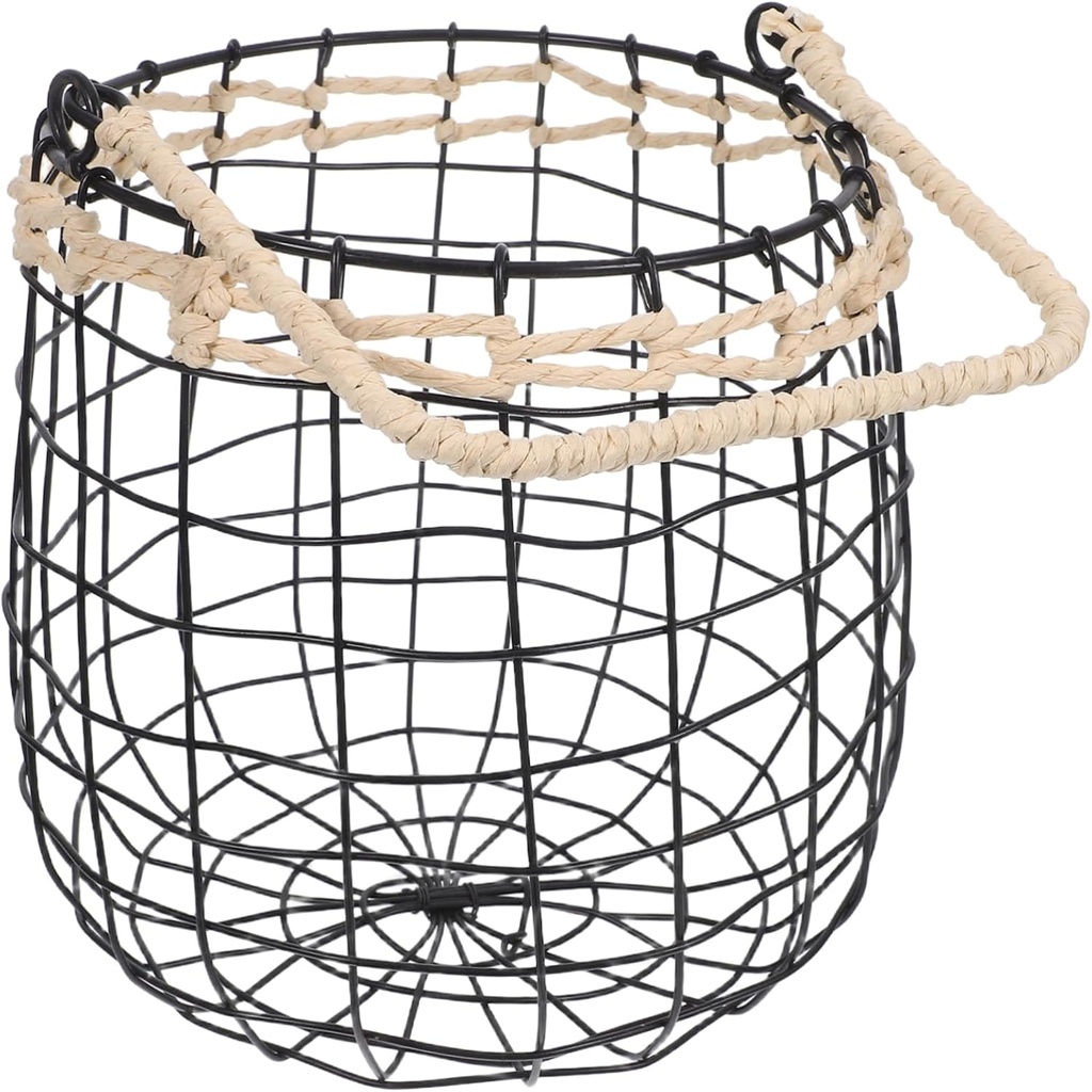 Sosoport Retro Iron Wire Hanging Basket with Handle Durable Vegetable Storage for Farmhouse Kitchen Decor Versatile Wall Mounted Fruit Rack for Indoor and Outdoor Use
