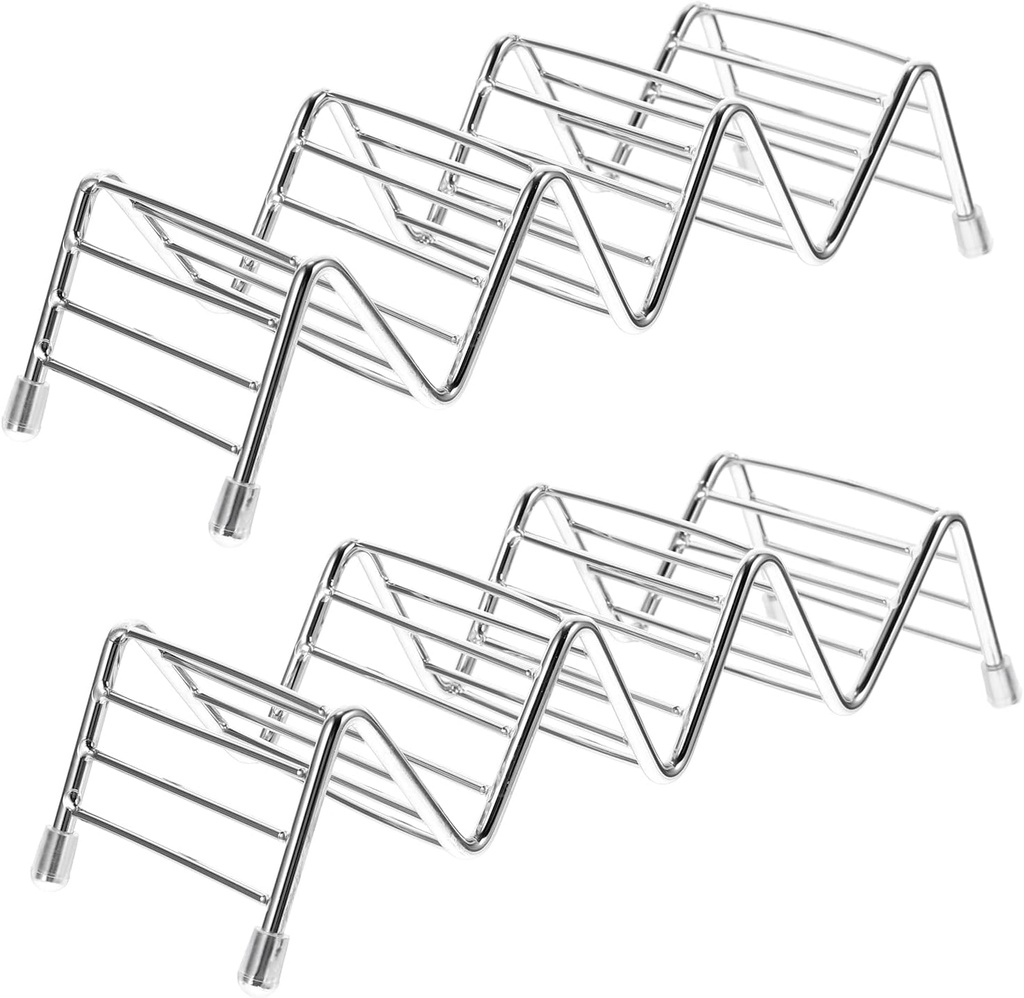 Set of 2 Stainless Steel Taco Holder Stand, Stylish Rack Holds Up to 2 Tacos Each, Keeping Shells Upright for Party, Bar Dishwasher Oven and Grill Safe