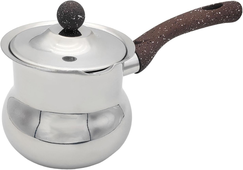 Turkish Coffee Pot Melting Chocolate Pot Easy to Clean Teapot with Lid Universal with Handle Coffee Kettle Butter Melting Jug Stainless Steel- D