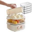 2-in-1 Food Steamer Electric Shabu Hot Pot for Home 1200w/Double Layer Hot Food Warmer/Electric Stackable Food Steamer for Three Layers, 10.5L (With 4 Boxes)