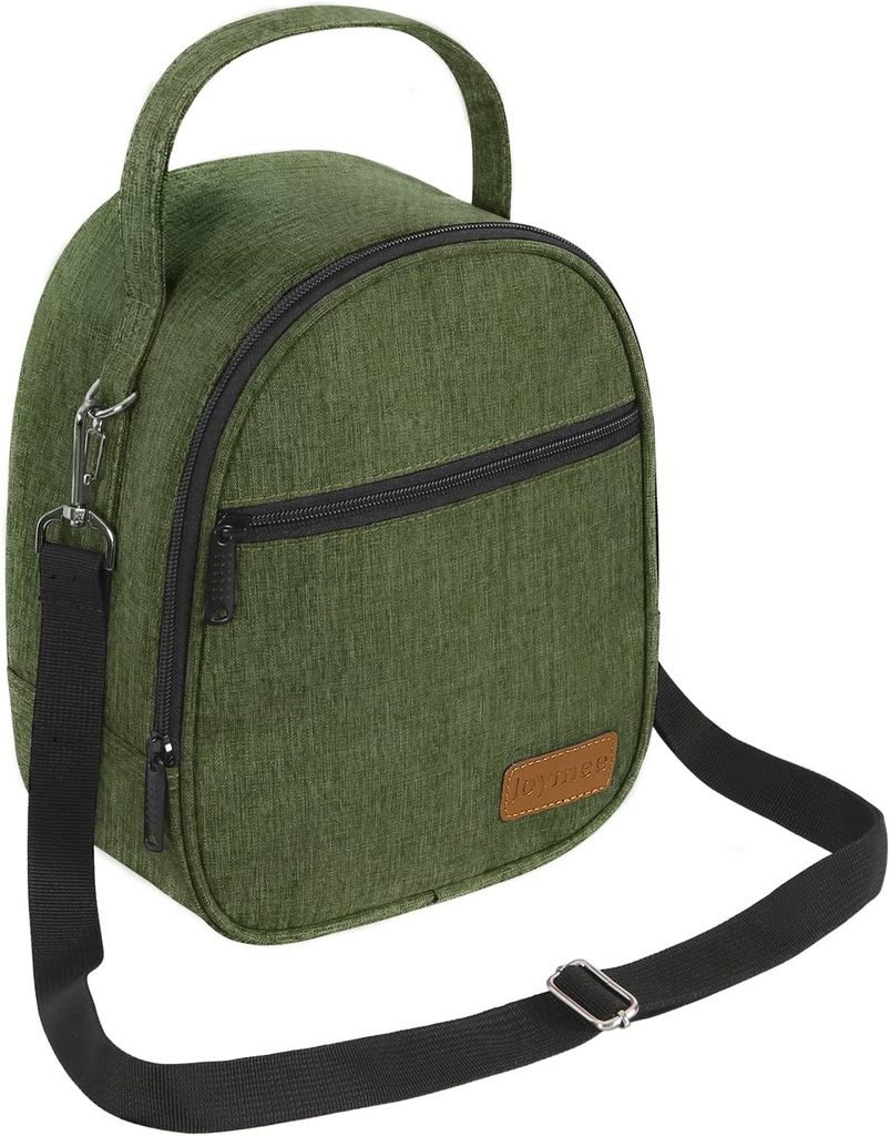 Joymee Lunch Box Insulated Lunch Bag Women Men Reusable Cooler Bag Adult Cute Lunch Tote Bags Organizer with Front Zipper Pocket,Adjustable Shoulder Strap for Work Office Picnic Travel, Green