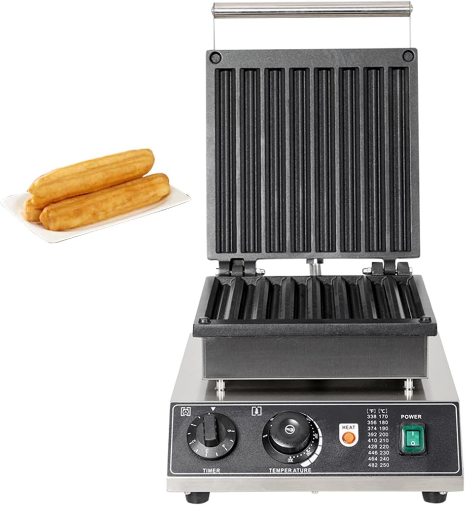 Commercial Deep-fried Dough Sticks Waffle Maker, 1750W Deep-fried Dough Sticks Machine, Corn Dog Waffle Maker Non-stick Stainless Steel Waffle Stick Maker, 50-300℃ Temp Control 110V