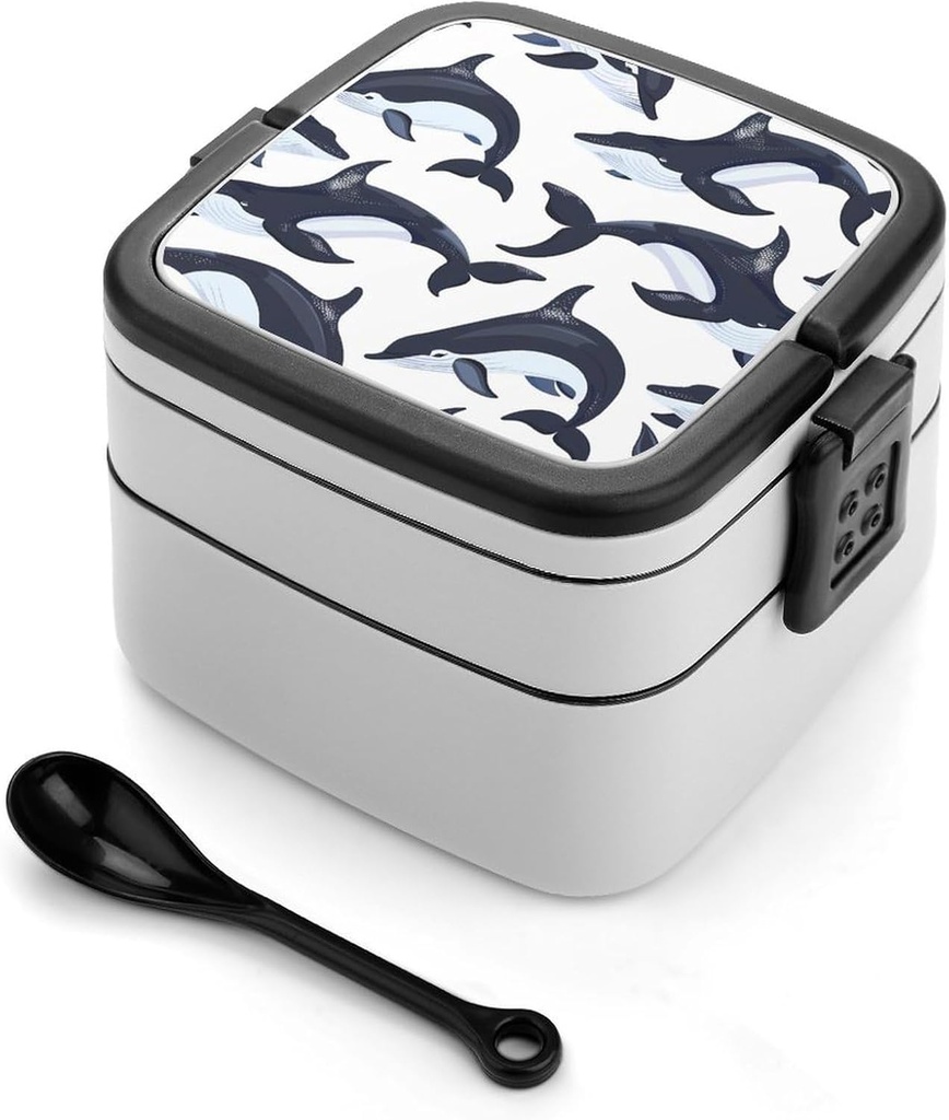 Orca Whale Bento Box with 2 Compartments Adult Lunch Box Lunch Container for Meal Prep Work And Outdoors