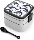 Orca Whale Bento Box with 2 Compartments Adult Lunch Box Lunch Container for Meal Prep Work And Outdoors