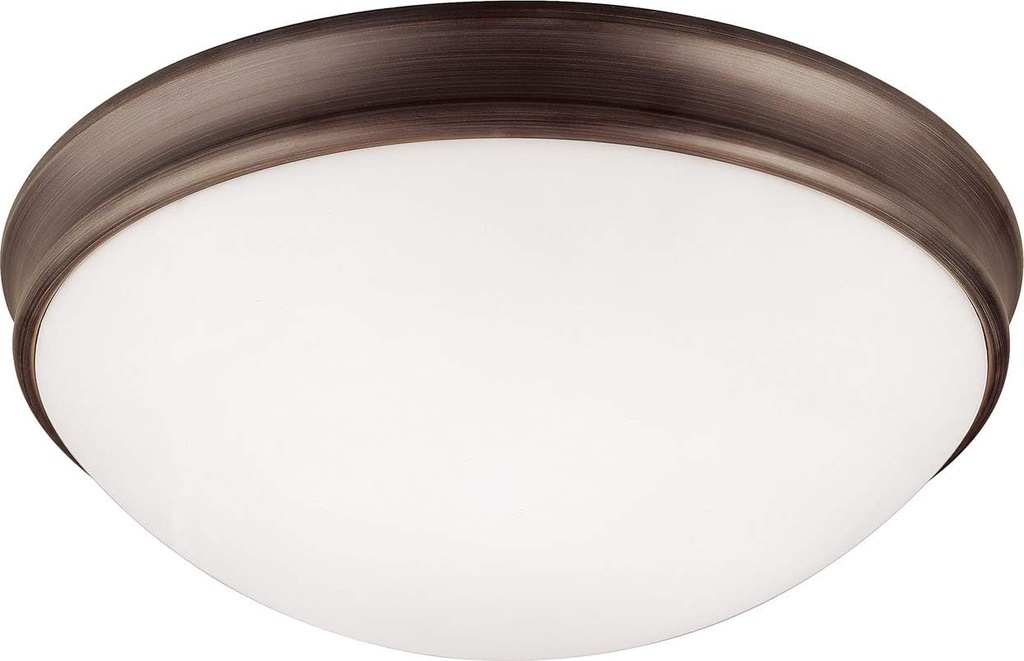 Capital Lighting 2034OR Hansen White Glass Flush Ceiling Light Fixture, 3-Light 180 Total Watts, 5" H x 14" W, Oil Rubbed Bronze