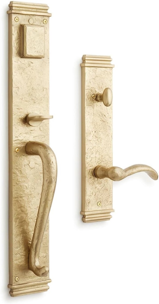 Signature Hardware 441442 Griggs Left Handed Solid Brass Full Plate Keyed Entry Single Cylinder Door Handleset with Interior Lever and 2-3/8" Backset