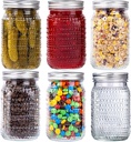 WELLIFE Mason Jars 32 oz, 6 Pack Quart Mason Jars Wide Mouth for Pickling,Canning, Decoration, Fermenting and Food Storage,Microwave & Dishwasher Safe