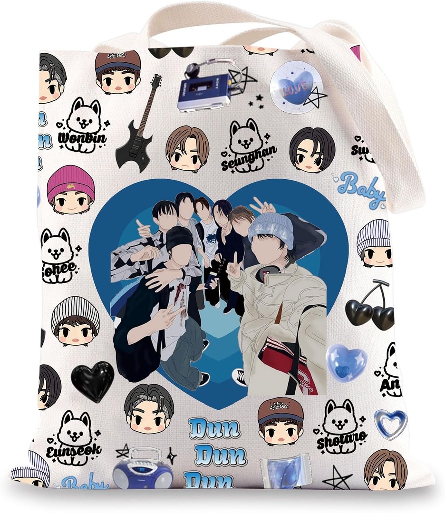 JNIAP Korean Group Tote Bag Korean Group Lover Gifts Korean Music Grocery Bag Korean Group Merchandise