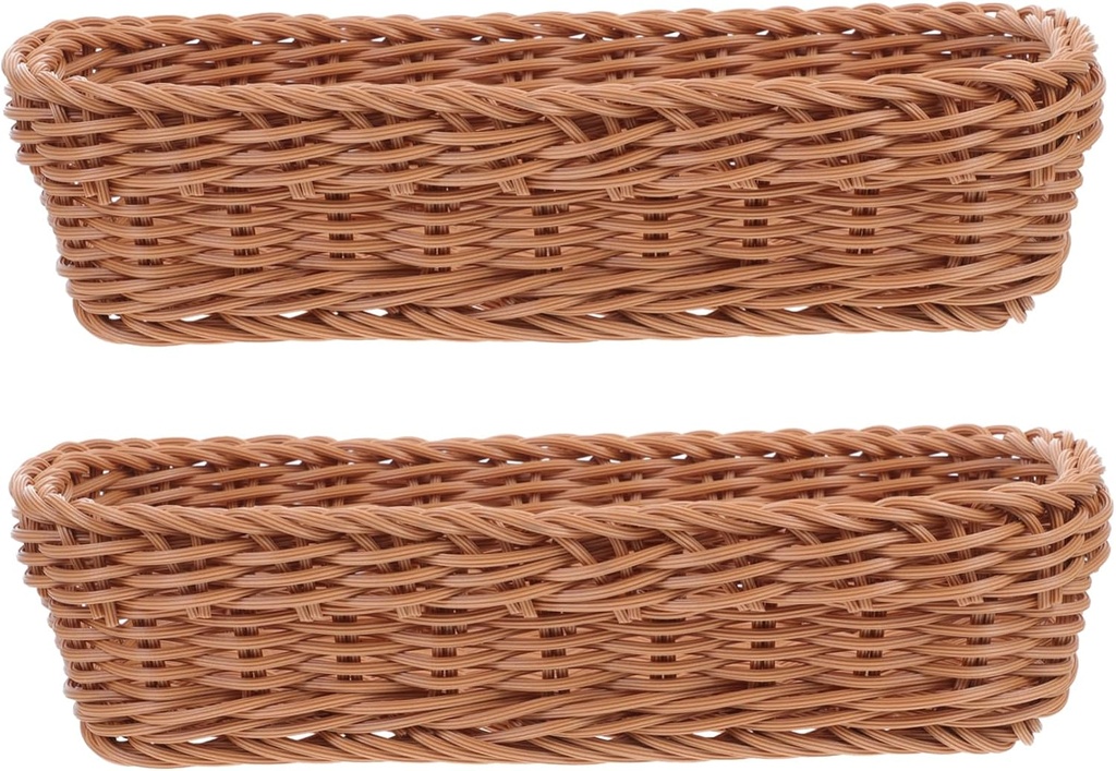 2pcs Woven Utensil Storage Basket Reusable Plastic Organizer for Cutlery Chopsticks Condiments Ample Capacity Kitchen Storage