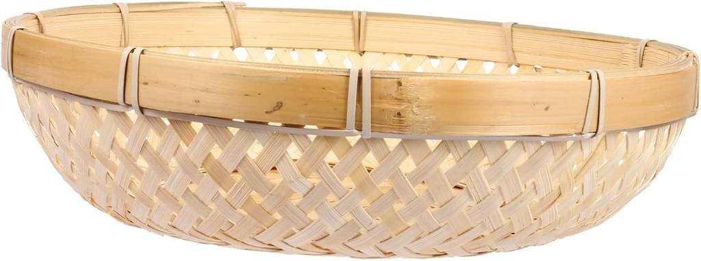 PRETYZOOM Bamboo Fruit Basket for Kitchen Farmhouse Style Woven Bread Serving Basket Snack Storage Picnic