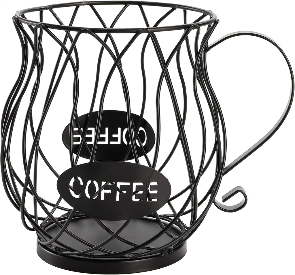 ZEAYEA Coffee Pod Holder, Coffee Capsule Basket for Counter Table Bar, Metal Espresso Pod Keeper Storage for Home Cafe Hotel, Black