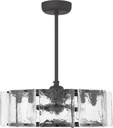 Savoy House 27-FD-8201-89 Genry Coastal Clear Water Piastra Glass Drum Fandelier Ceiling Fan with LED Light and Remote, 17" H x 27" W, Matte Black