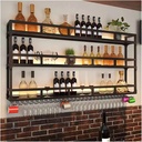 Bar Unit Floating Shelves, Led Liquor Bottle Display Shelf, Mini Bar Liquor Cabinet, Bar Bottle Display Shelf, Multifunctional Storage Rack, for Kitchen Living Dining Room Home Wine Cellar Cafe (Colo