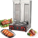 Shawarma Grill Machine, Gas Vertical Rotisserie with 2 Burners for Home, Countertop Rotating Doner Kebab Oven Broiler Gyro Maker with Shovel (Barbecuestove)