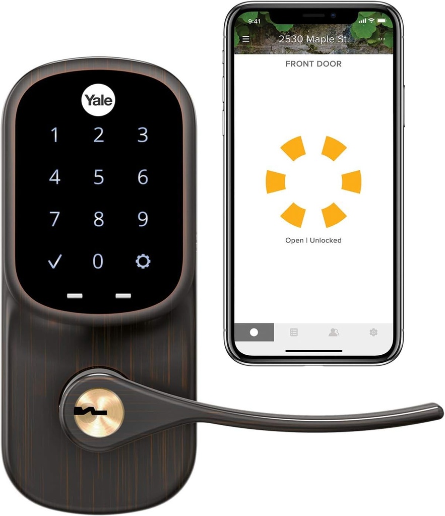 Yale Assure Lever, Wi-Fi Smart Door Lever (for Doors with no deadbolt) - Works with Yale Access App, Amazon Alexa, Google Assistant, HomeKit, Phillips Hue and Samsung SmartThings, Bronze