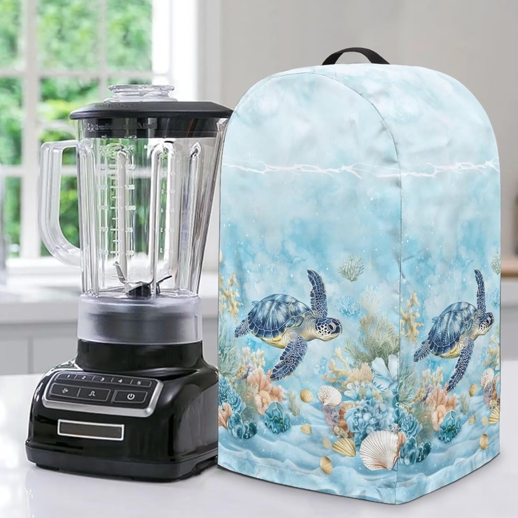 Undersea Turtle Coral Blender Dust Cover Kitchen Small Appliance Decor Anti Fingerprint Oil-proof Dust Protection Stand Mixer Food Processor Juicer Cover 9.4 x 7.2 x 15.9 inch