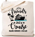 TSIIUO Friends Cruise 2025 Canvas Tote Bag for Women Cruise Ship Trip Shoulder Bag Girls Vacation Grocery Shopping Bag