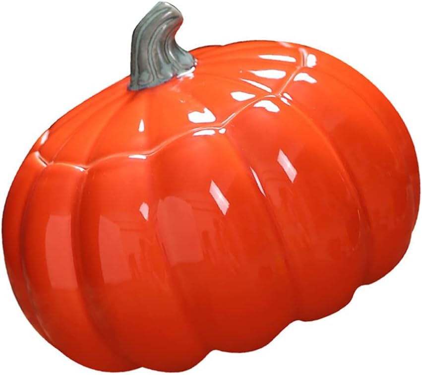 Decorative Ceramic Jar Cookie Biscuit Treat Jar Kitchen Canister Food Snack Storage Jar Candy Dish Pumpkin Figurine Pumpkin Ornament-Orange