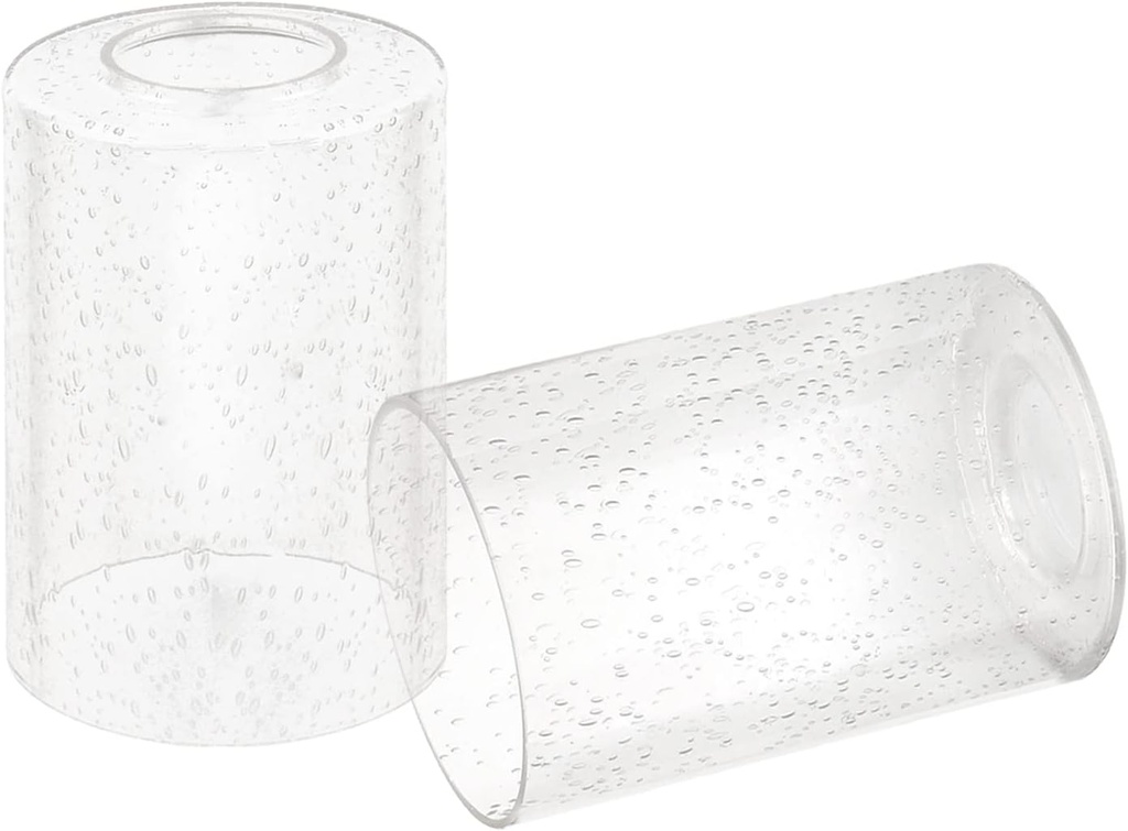 Clear Seeded Glass Cylinder Lamp Shade 2 Pack, Lighting Fixture Replacement Globe Cover for Chandelier Pendant Light Wall Sconce, 1 5/8 inch Fitter