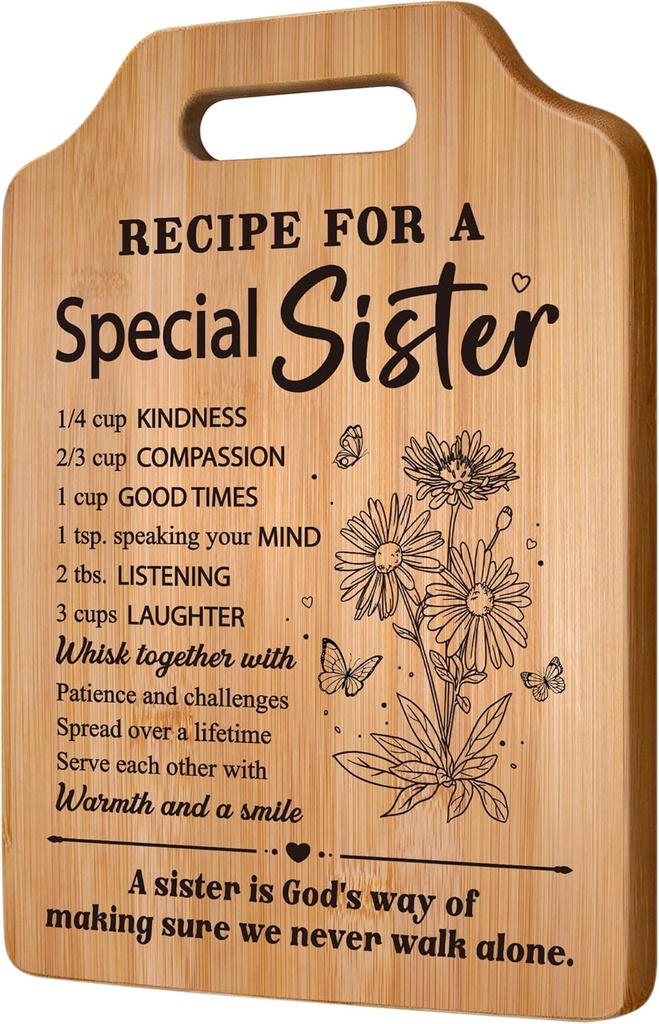 Gifts for Sister, Sister Birthday Gifts, Recipe for A Special Sister Cutting Board, Sisters Gifts from Sister, Mothers Day Christmas Gifts for Sister Sister Adult