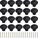 Ripeng 20 Pieces Black Round Kitchen Cabinet Knobs 1 Inch Cabinet Pulls Knob Cabinet Door Handles Round Drawer Handles Hardware Cupboard Knobs and 20 Screws