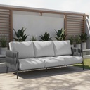 EAST OAK Patio Furniture Set, 4-Piece Outdoor Patio Set with Sofa, Removable & Washable Deep Seating Cushion, Tempered Glass Table, Outside Patio Conversation Sets, 25 Upgraded, Light Gray & Black