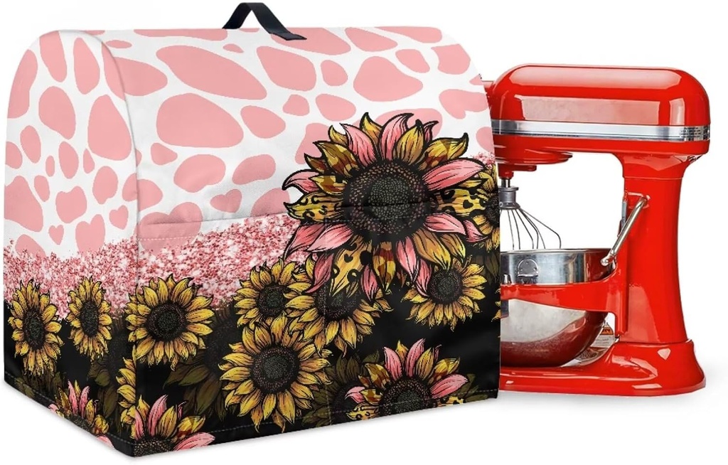 Sunflower Mixer Cover for Kitchen 4.5-5 Qt Mixer,Pink Small Appliance Dust Stand Covers Stand Mixer Covers Protector Home Kitchen Decor Accessories Universal for Air Fryers,Coffee Makers -S