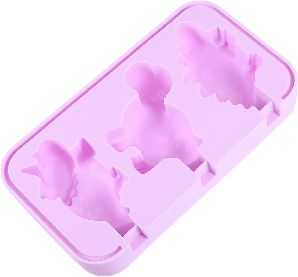 Dinosaur Ice Cream Mold Silicone Popsicle Maker Tool for Diy Treats Includes Replaceable Sticks for Desserts and Fun