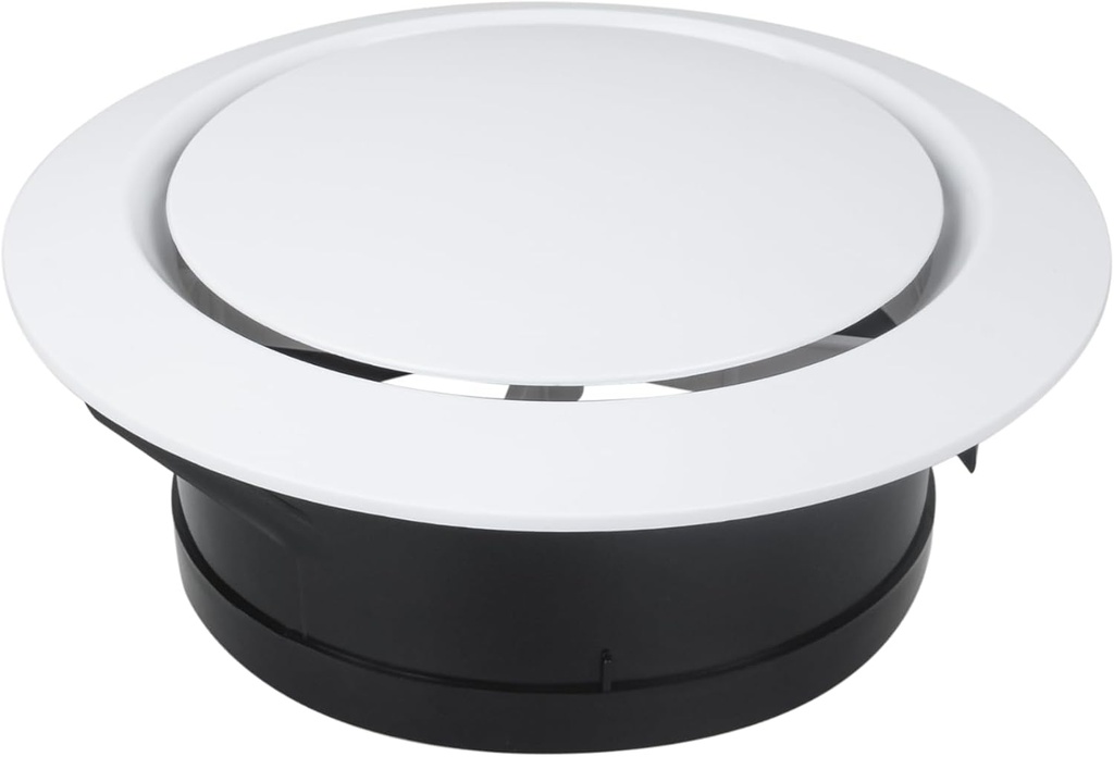 6 Inch Soffit Vent, ABS Round Adjustable Air Vent Cover for Living Ceiling Room, Attic, Bathroom, Kitchen, Ventilation Use, White - Opening Size 5.66" (6 Inch Soffit Vent-1P)