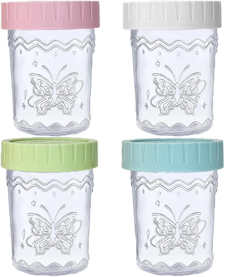 4-Pack 20oz Glass Jars with Lids, Mason Jars, BPA free Wide Mouth Glass Jars with Lids, Food Storage Containers for Snacks, Yogurt, Salad, Fridge, Meal Prep（Mixed color）