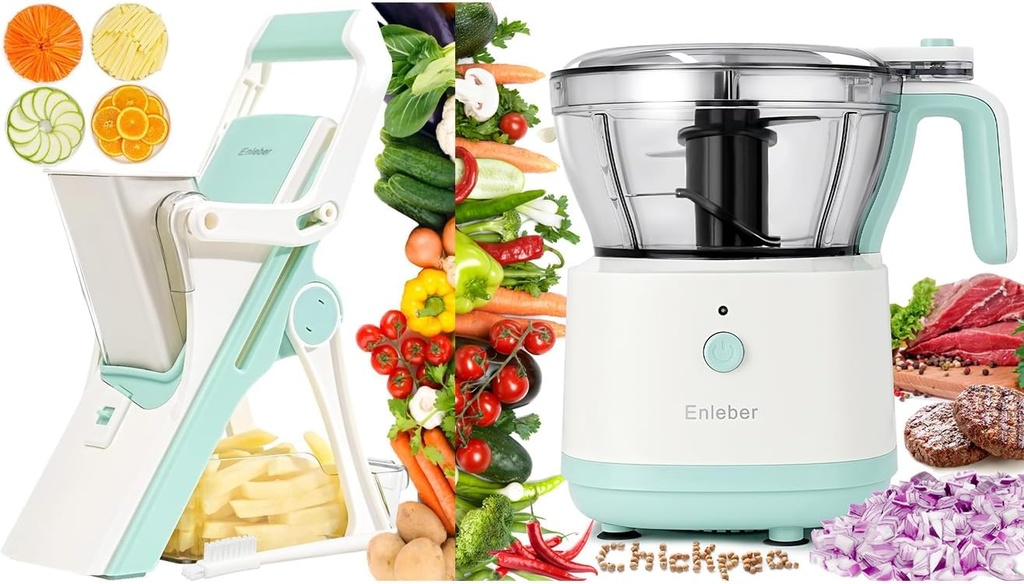 Food Processor Electric Mandoline Slicer Upright Vegetable Chopper, with 4.5-Cup Vegetable Chopper & Meat Grinder,BPA Free, Stainless Steel Blade for Slice, Mince, Grind, and Puree, for Baby Use