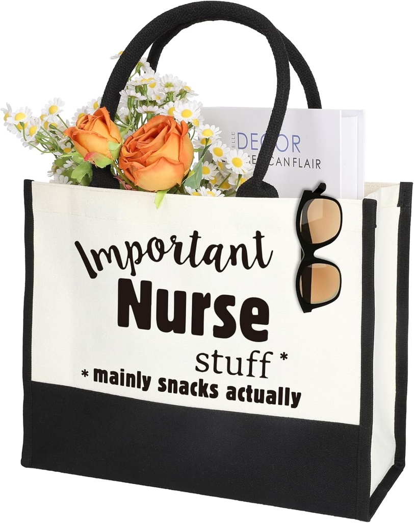 Reusable Canvas Tote Bag for Nurses - Fun Nurse Gifts for Appreciation or Graduation