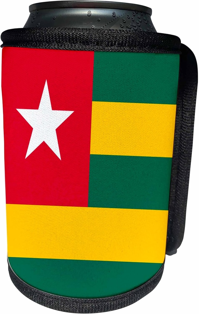 Can Cooler Bottle Wrap - Flag of Togo - green and yellow stripes red square with white star - Togolese Republic West Africa Flags