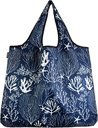 JUMBO Size, Fashionable Reusable Shopping Bags, Grocery Produce Washable Foldable 55 lbs Heavy Duty, Coral Reef
