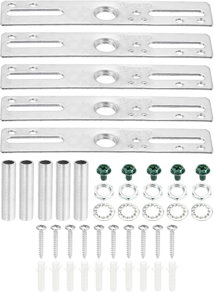 PATIKIL 4" Ceiling Light Plate Kit, 5 Pack Light Crossbar Mounting Bracket Universal Lamp Fixture Hardware Set for Chandelier Wall Light, Silver