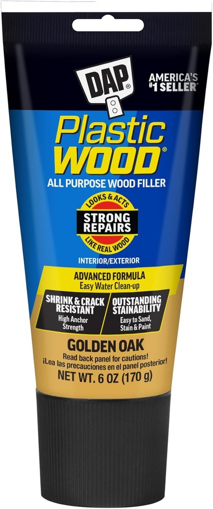 DAP Plastic Wood All Purpose Latex Wood Filler, Golden Oak, 6 Oz (7079800582)