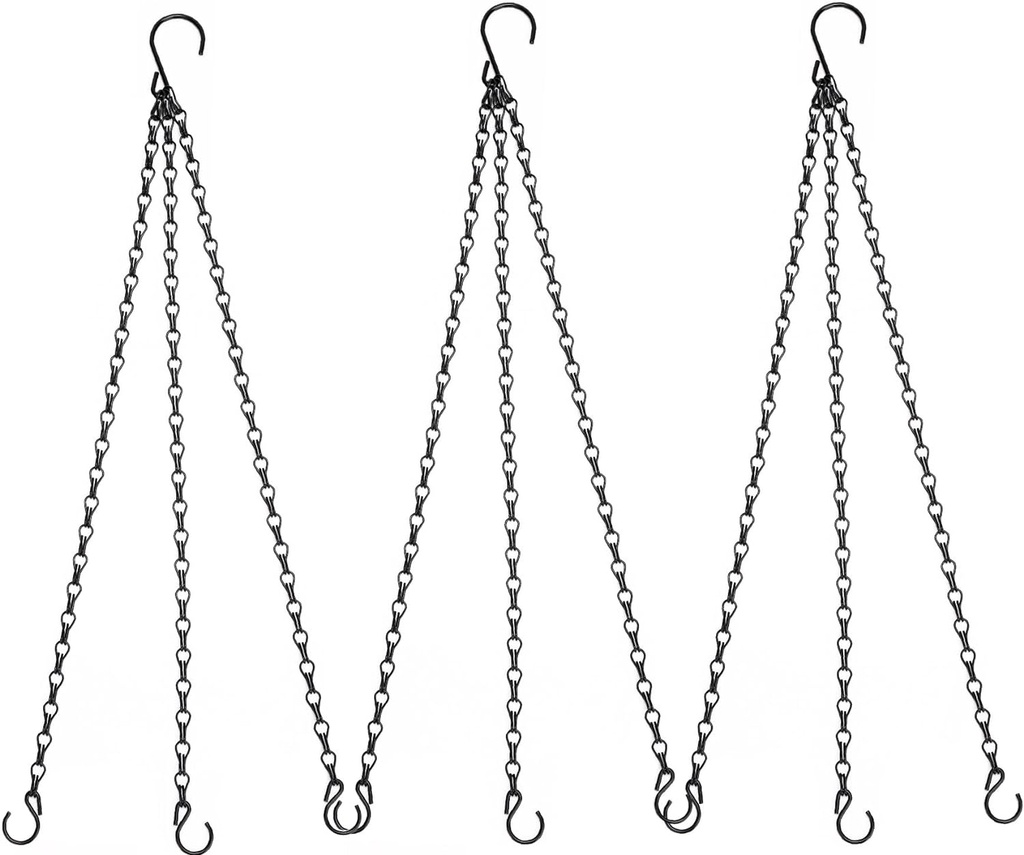 Hanging Baskets Chains 23 Inches 3 Leads Hanging Chains Flower Pot Hanger Replacement Plant Hangers for Planters and Lanterns, Pack of 3 (3 Legs)
