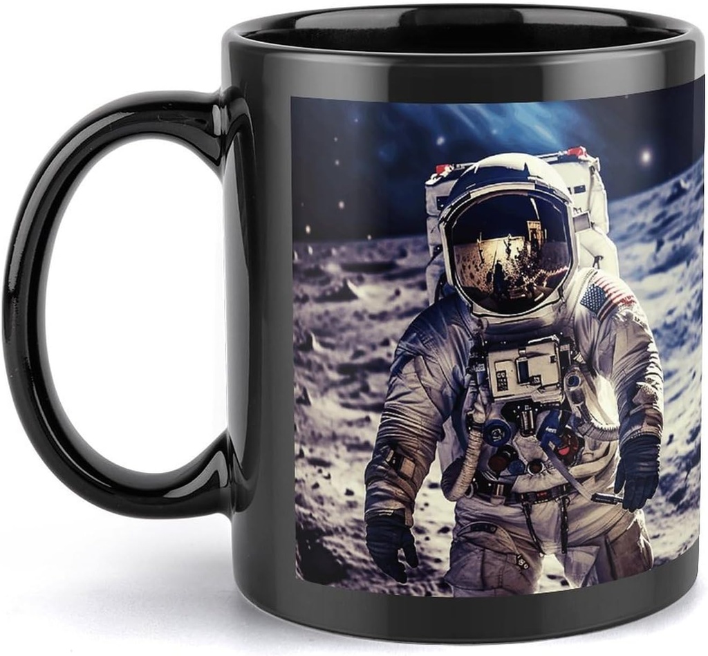 US Astronaut Travel Moon Travel Mug Ceramic Large Ceramic Coffee Mugs with Handle, Porcelain Mugs- Perfect for Coffee Tea Espresso Other Beverages