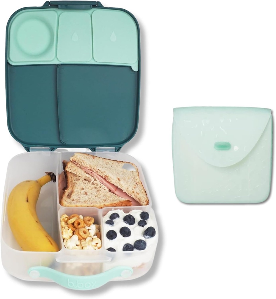 b.box Lunchbox (Emerald Forest) + Silicone Sandwich Pocket (Forest) Combo Pack