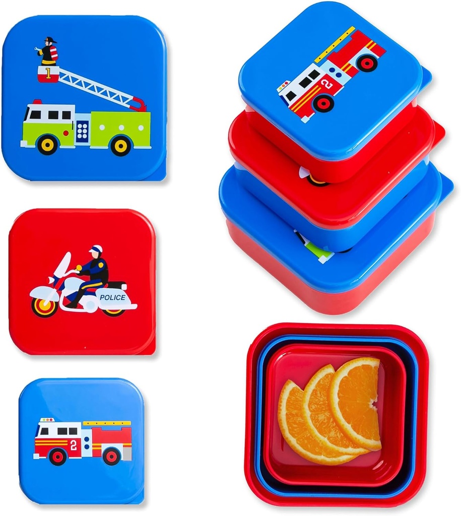 Wildkin Nesting Food Containers for Kids – Stackable, Airtight & Dishwasher Safe - Set of 3 - Heroes