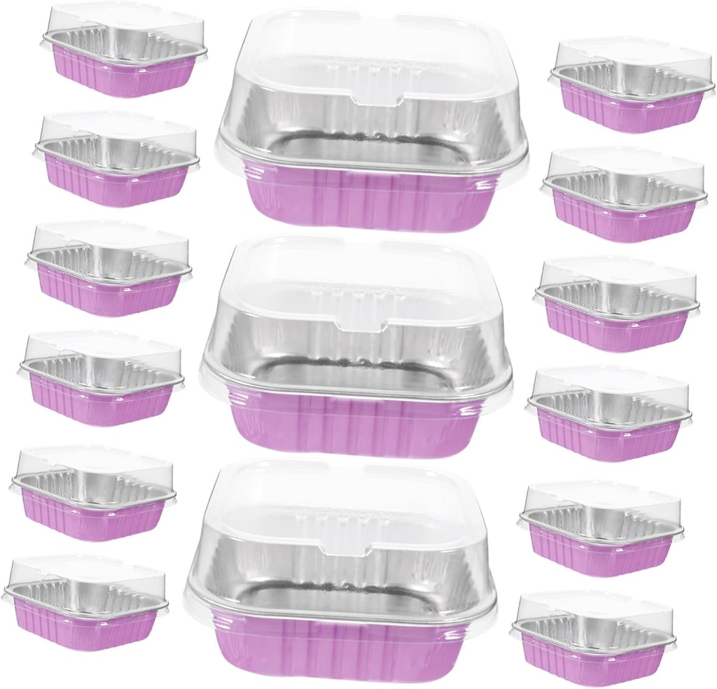 Cabilock 20 Pack Aluminum Foil Cake Box Molds Cupcake Wrapping Boxes for Home Outdoor Use Bbq Events