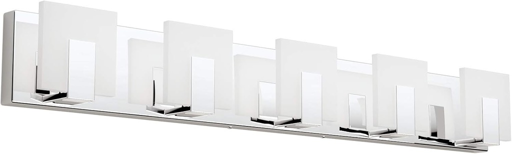 Aipsun 5 Lights Modern LED Bathroom Vanity Light Acrylic Stainless Steel Chrome Up and Down Bathroom Wall Light Over Mirror(White Light 6000K)